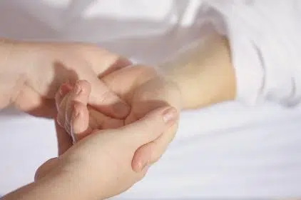 Hand massage on a patient of Beyond Wellness, a network of physical therapists in Ashburn VA